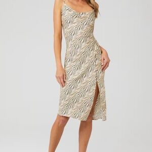 For Love And Lemons Cream and Brown Slip Midi Dress - Joselyn